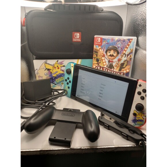 Nintendo Switch Console Lot Case Console Game Orig Packaging Box Pikachu Custom - Picture 1 of 16